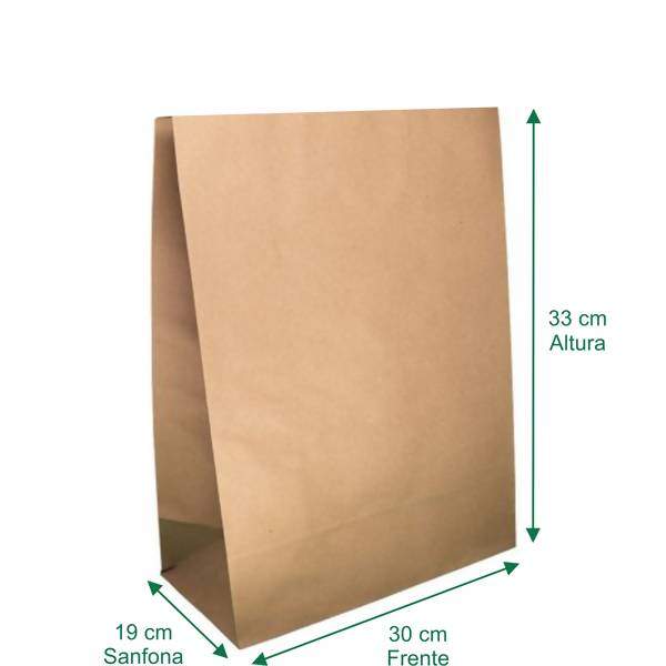 Saco de Papel Kraft 30x33x19L - 100 Peças (R$3,50 un)